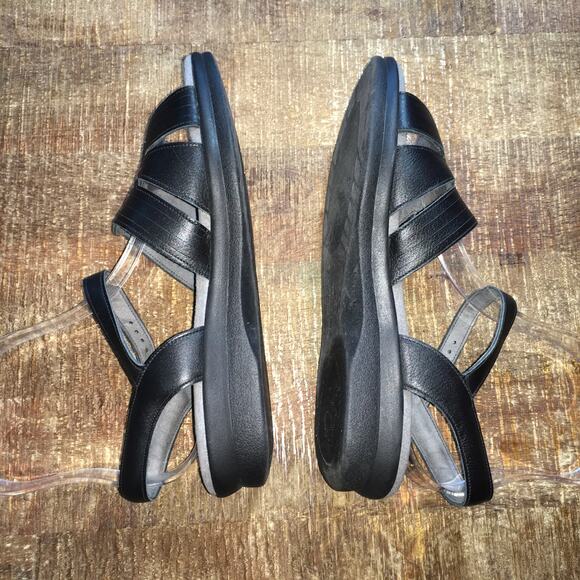 SAS Huarache Quarter Strap Sandal Womens 7 M Black Leather Southwest Woven - Picture 6 of 9